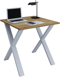 VCM Schreibtisch Lona 919627 Silber / Honig-Eiche H. 76 x B. 80 x T. 80 cm