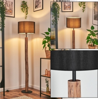 hofstein Stehlampe Stehlampe aus Metall/Eukalyptusholz im modernen Boho-Design, Stehleuchte mit Stoffschirm (38 cm) und Fußschalter, E27, 153 cm