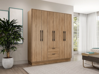 Vente-unique - Kleiderschrank mit 6 Türen & 2 Schubladen - B 162 cm - Holzfarben - FEOVA