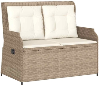 vidaXL Gartenbank mit Kissen Beige Poly Rattan 3394462