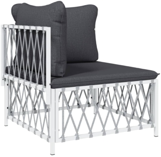vidaXL Garten-Ecksofa mit Kissen Weiß Gewebe 364138
