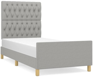 Einzelbett mit Kopfteil Stoff Hellgrau 90x190 cm