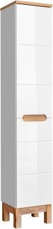 Domando Badschrank Stintino M2 Modern Breite 35cm, Soft-Close-Funktion, Hochglanz in Weiß Matt und Weiß Hochglanz