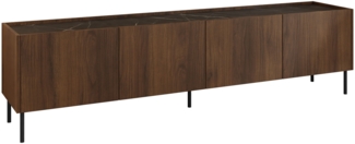 TV-Lowboard Tewos 200 2D (Farbe: Nuss Warmia / Nuss Warmia + Marmor Schwarz)