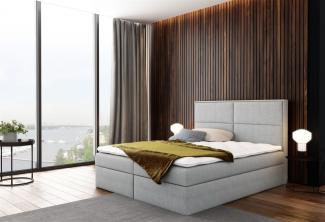 Boxspringbett DERBI Stoff Hellgrau 160x200 cm inkl. Bettkasten