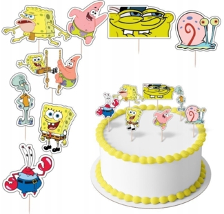 Festivalartikel Tortenstecker SpongeBob Topper Set 8 Stk Geburstag Torten Deko Kuchen Junge
