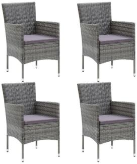 vidaXL Garten-Essstühle 4 Stk. Poly Rattan Grau 310563