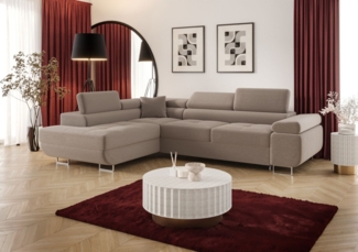 Ecksofa Schlafsofa Sofa MONARO Stoff Poso Beige Ottomane Links