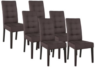 Vente-unique - Stuhl 6er-Set - Stoff & Holz - Braun - VILLOSA