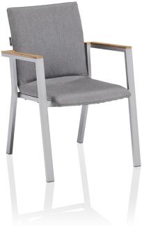 Kettler Stapelsessel Rasmus Alu silber/Sunbrella® flanelle mit Teak Stapelstuhl 62x60x85 cm