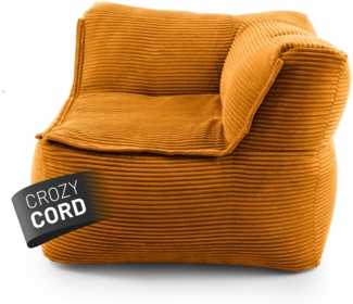 Lumaland Modulares Eckteil rechts - Cord-Reihe | Indoor Sitzsack mit Softer Struktur, ideal Sofa Modulen & zum Pouf | Bean Bag mit Füllung - für Wohnzimmer & Co. - 81 x 81 x 70 cm