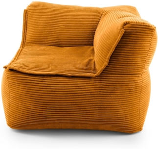 Lumaland Modulares Eckteil rechts - Cord-Reihe | Indoor Sitzsack mit Softer Struktur, ideal Sofa Modulen & zum Pouf | Bean Bag mit Füllung - für Wohnzimmer & Co. - 81 x 81 x 70 cm