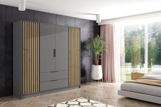 ALTDECOR Drehtürenschrank NELIA (Kleiderschrank Aluminium-Leisten Lamelle)