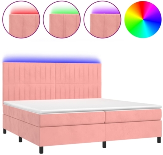 vidaXL Boxspringbett mit Matratze & LED Rosa 200x200 cm Samt 3136268
