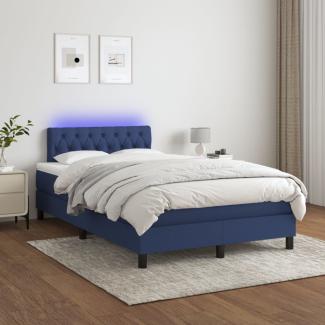 Boxspringbett mit Matratze & LED Stoff Blau 120x200 cm, Härtegrad: H2 [3133387]