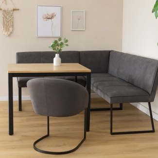 HTI-Living Eckbank Eckbank 152 x 192 cm Schwarz (Stück, 1-St, 1 Eckbank), Sitzbank Polsterbank Kunstlederbezug Metallgestell