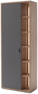Garderobenschrank Liza / Lizzano , Holzwerkstoff , Grau, Holzfarben , 76 x 199 x 37 cm
