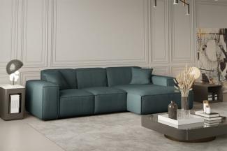 Ecksofa Designersofa CELES in Stoff Scala Petrol Ottomane Rechts