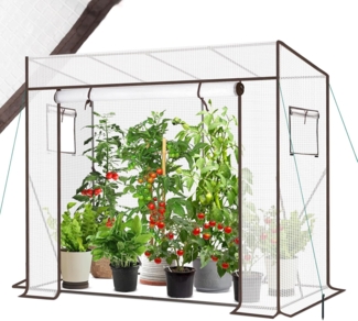 Sekey Tomatengewächshaus XL Tomaten Gewächshaus Folie Foliengewächshaus Stabil Tomatenhaus Garten Winterfest 200*170/150*80 cm, Weiß