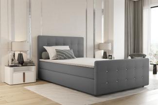 Boxspringbett Schlafzimmerbett MARKOS 120x220cm Stoff Soro Grau inkl. Topper