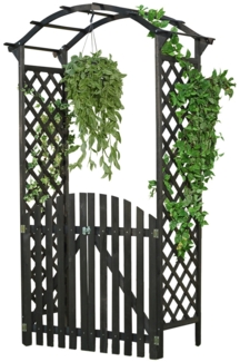 Rosenbogen Schwarz + Türen Spalier Rankhilfe Gitter Holz Pergola Garten Torbogen