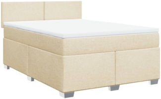 vidaXL Boxspringbett mit Matratze Creme 140x200 cm Stoff 3285909