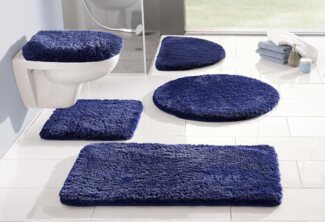 my home Badematte Merida, Badvorleger, Badezimmer Teppich, Höhe 32 mm, rutschhemmend beschichtet, fußbodenheizungsgeeignet, schnell trocknend, strapazierfähig, Kunstfaser, halbrund, Badteppich, Uni Farben, rechteckig, rund & als 2-tlg. Set erhältlich