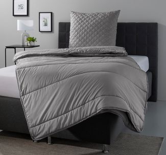 OTTO home Microfaserbettdecke + Microfaserkissen Clarra Spar Set, Decke + Kissen 135x200, 155x200 cm & weitere Größen, Set mit Kissen 40x80 cm, 80x80 cm, Sommer, Herbst, Winter in grau