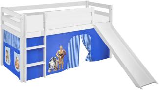 Lilokids 'Jelle' Spielbett 90x190 cm, Star Wars Blau, Kiefer massiv, mit Rutsche und Vorhang