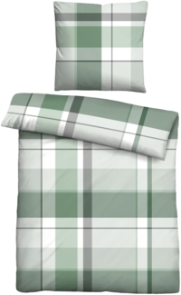 Traumhaft schlafen - Castell - Markenbettwäsche Feinbiber Bettwäsche 0306725 KARO GROß, mint, 1x 155x220 cm + 1x 80x80 cm