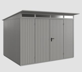 Hörmann Ecostar Metall-Gerätehaus Trend mit Pultdach Typ 3, 238x303 cm , graualuminium, 7,2 m²,2-flüglige Tür