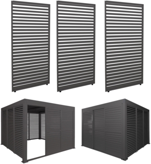 3er-Set Aluminium Paneele für Pergola HWC-L46, Terrassenüberdachung, Lamellenpaneel Modul, 204x271cm ~ anthrazit