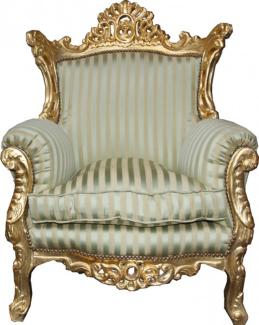 Casa Padrino Barock Sessel Al Capone Mod2 Jadegrün / Beige / Gold 85 x 65 x H. 127 cm - Möbel im Antik Stil