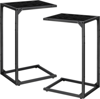 Nandae Beistelltisch C-Form Metall-Holz Schwarz 二 Einfache Installation