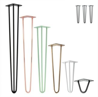 Natural Goods Berlin Tischbein 3er Set HAIRPIN Legs, Haarnadelbeine, Möbelfüße, 15cm - 3 Streben - Möbelfüße, Weiß