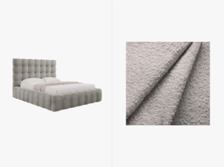 Micadoni Stauraumbett mit Kopfteil Mamaia Boucle Baloo Hellgrau 140x200