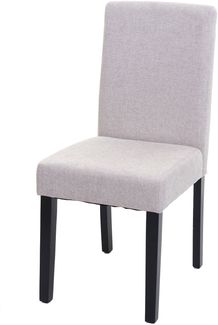 Esszimmerstuhl Littau, Küchenstuhl Stuhl, Stoff/Textil ~ creme-beige, dunkle Beine