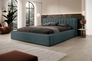 Polsterbett Doppelbett PEORIA 180x200cm in Stoff Macau Türkis