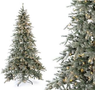 Evergreen Künstlicher Weihnachtsbaum Frost Fichte | Inkl. LEDs & Kunstschnee | Weiß | 210 cm