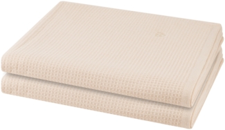 Ross Pique 2 tlg. Frottier-Set - 2 X Duschtuch (70 X 140cm) - 520 g/m2 - Natur