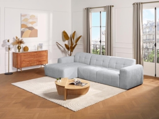 Vente-unique - Ecksofa - Ecke links - Strukturstoff - Grau - FRISALO von Pascal Morabito