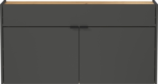 Hängeschuhschrank >GW-AMECA< 2 Türen, 1 Schub, Graphit / Navarra-Eiche-Dekor - 110x57x22 (BxHxT)
