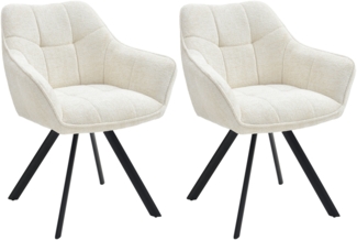 CLP 2er Set Esszimmerstuhl Scott I Samt oder Stoff I Sessel mit Metallgestell I,creme Stoff