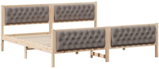 vidaXL Bettrahmen mit Kopfteil Taupe 200 x 200 cm Massives Kiefernholz 3394271