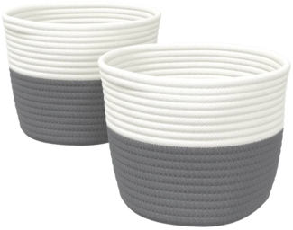 vidaXL Aufbewahrungskörbe 2 Stk. Grau und Weiß Ø24x18 cm Baumwolle 358453
