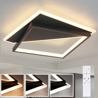 ZMH Deckenlampe Deckenleuchte LED- 40W Schlafzimmerlampe dimmbar mit Fernbedienung Schwarz moderne Küchenlampe Design Wohnzimmerlampe 3200LM Deckenbeleuchtung für Küche Flur