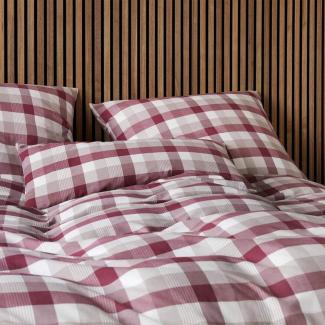 elegante Soft-Flanell Bettwäsche Watson weinrot|240x220 cm + 2x 80x80 cm