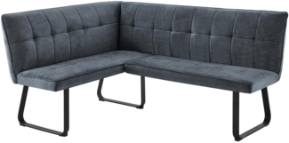 byLIVING Eckbank TALEA/Webstoffbezug in dunkelgrau, Gestell in schwarz/Große Eckbank L-Form, Langer Schenkel rechts, komfortable Nosaqfederung/Sitzbank/Essbank/Maße: 128x168, H 93,5 cm