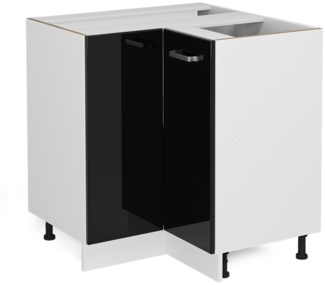 Vicco Eckschrank für Hausrat Schwarz Hochglanz 75.6 cm mit Tür, ohne Arbeitsplatte, R-Line