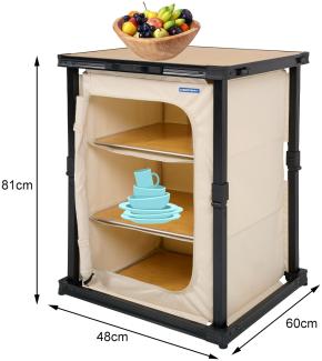 Campingschrank LYON faltbar - 3 Fächer Stoff Natur 48x60x81cm